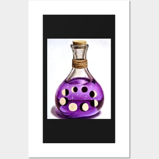 Wiccan bottle - moon phases Posters and Art